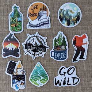 Hiking trail adventure inspired outdoor stickers set of 10 pcs New H011